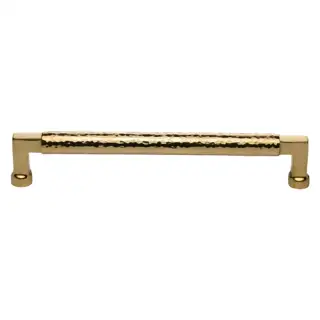 HAM0312 203-ULB Heritage Brass Cabinet Pull Bauhaus Hammered Design 203mm CTC Unlacquered Brass Finish