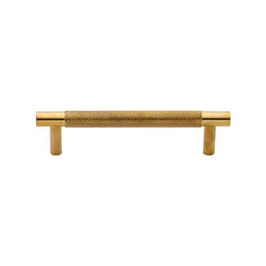 Click Here To Enlarge This Photo Of V4461 96-ULB Heritage Brass Cabinet Pull Partial Knurled Design 96mm CTC Unlacquered Brass finish