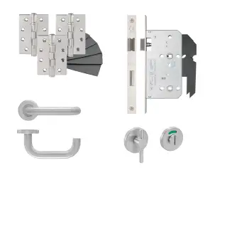 Eclipse 24403 Safety Lever Disabled Turn Bathroom DIN Lock Door Pack - Satin Stainless Steel