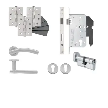 Click Here To Enlarge This Photo Of Eclipse 24440 Arched Lever Euro Cylinder & Turn DIN Lock Door Pack - Satin Stainless Steel