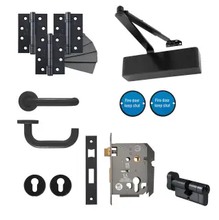 Eclipse 24473 Commercial Office Locking Heavy Duty Door Pack - Matt Black