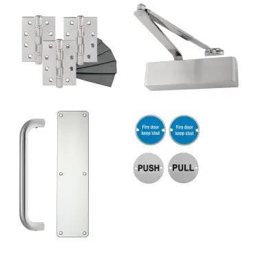 Click Here To Enlarge This Photo Of Eclipse 24480 Commercial Corridor Non-Locking Heavy Duty DIN Door Pack - Satin Stainless Steel