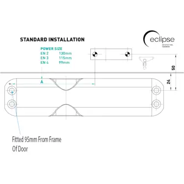 Click Here To Enlarge This Photo Of Eclipse 28840 83 Series Adjustable Size 2-4 Overhead Door Closer - Satin Brass