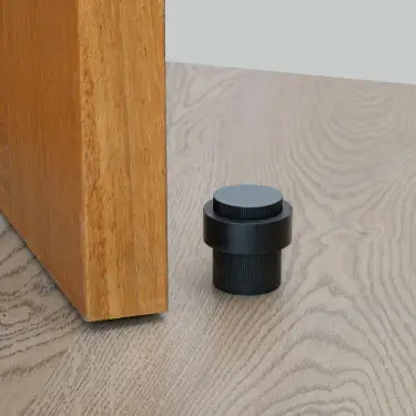 Click Here To Enlarge This Photo Of Eclipse 63771 30mm Linear Knurled Floor Door Stop - Matt Black