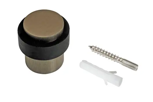Click Here To Enlarge This Photo Of Eclipse 63775 30mm Linear Knurled Floor Door Stop - Matt Antique Brass