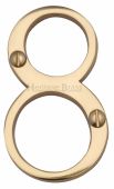 C1560 8-PB Heritage Brass Numeral 8 Face Fix 76mm &lpar;3"&rpar; Polished Brass Finish