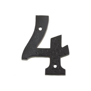 Click Here To Enlarge This Photo Of FFN04 - Zoo Hardware Foxcote Foundries 102mm Numeral - No&period; 4 - Black Antique