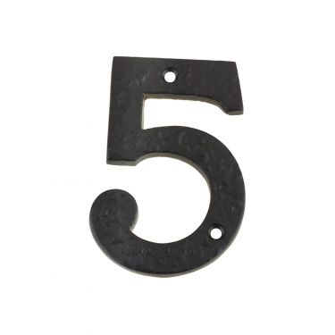 Click Here To Enlarge This Photo Of FFN05 - Zoo Hardware Foxcote Foundries 102mm Numeral - No&period; 5 - Black Antique