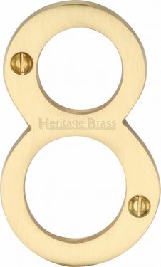 Click Here To Enlarge This Photo Of C1560 8-SB Heritage Brass Numeral 8 Face Fix 76mm &lpar;3"&rpar; Satin Brass Finish