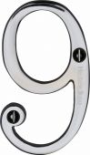 C1560 9-PC Heritage Brass Numeral 9 Face Fix 76mm &lpar;3"&rpar; Polished Chrome Finish