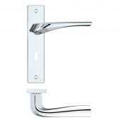 RM061CP - Zoo Hardware Rosso Maniglie 'Aries' Lever Lock &lpar;57mm c&sol;c&rpar; on Backplate &lpar;190x42mm&rpar; Polished Chrome