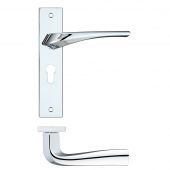 RM061EPCP - Zoo Hardware Rosso Maniglie 'Aries' Lever Euro Profile Lock &lpar;47&period;5mm c&sol;c&rpar; on Backplate &lpar;190x42mm&rpar; Polished Chrome