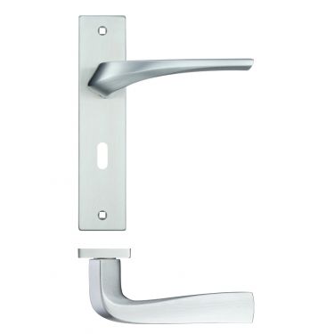 Click Here To Enlarge This Photo Of RM061SC - Zoo Hardware Rosso Maniglie 'Aries' Lever Lock &lpar;57mm c&sol;c&rpar; on Backplate &lpar;190x42mm&rpar; Satin Chrome