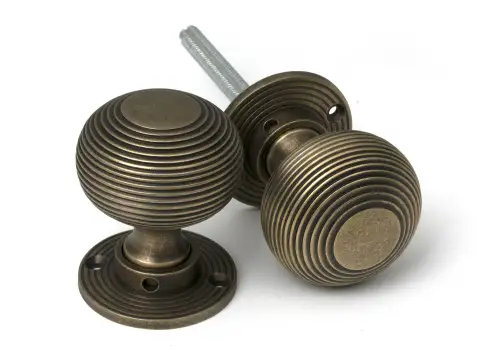 Click Here To Enlarge This Photo Of 52442 From The Anvil Burnished Brass Heavy Beehive Mortice&sol;Rim Knob Set