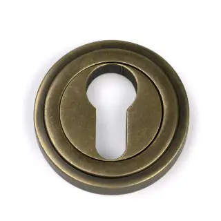 52448 From The Anvil Burnished Brass Round Euro Escutcheon &lpar;Art Deco&rpar;