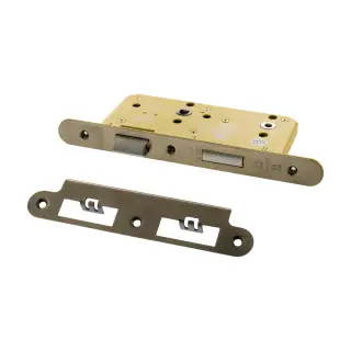 Atlantic - ALKDINRB60HDAB DIN &lpar;Radius&rpar; Heavy Duty Bathroom Lock 60mm Backset &lpar;78mm c&sol;c&rpar; - Antique Brass