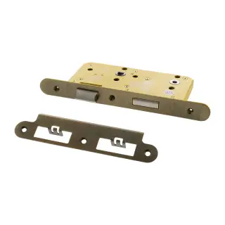 Atlantic - ALKDINRB60HDMAB DIN &lpar;Radius&rpar; Heavy Duty Bathroom Lock 60mm Backset &lpar;78mm c&sol;c&rpar; - Matt Antique Brass