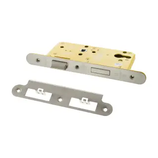 Atlantic - ALKDINRES60HDSC DIN &lpar;Radius&rpar; Heavy Duty Euro Profile Sashlock 60mm Backset &lpar;72mm c&sol;c&rpar; - Satin Chrome