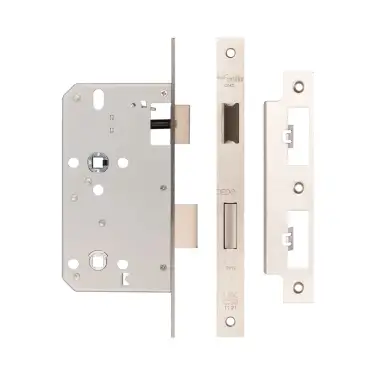 Click Here To Enlarge This Photo Of JL-DB60SSS Frelan Hardware Jedo DIN Bathroom Lock 60mm Backset &lpar;78mm c&sol;c&rpar; with Square Corners - Satin Stainless Steel