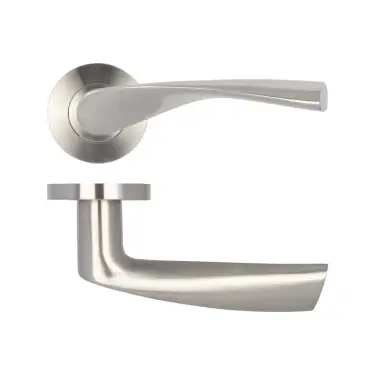 Click Here To Enlarge This Photo Of JSS501 Frelan Hardware Vecta Door Handles on Rose Grade 304 Satin Stainless Steel
