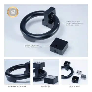 Click Here To Enlarge This Photo Of BLU Performance Ring Door Knocker&comma; 316 Stainless Steel in a Matt Black Lacquered Finish &lpar;DKB250-MBL&rpar;