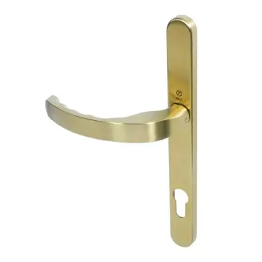Click Here To Enlarge This Photo Of BLU Performance Ergonomic Lever Door Handle on Backplate Set &lpar;92mm c&sol;c&rpar; 316 Stainless Steel in a PVD Satin Brass Finish &lpar;EGC096-PSB&rpar;