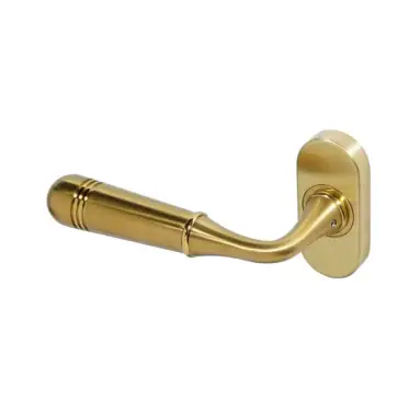 Click Here To Enlarge This Photo Of BLU Performance Opera Lever Door Handle on Oval Rose&comma; 316 Stainless Steel in a PVD Satin Brass Finish &lpar;TBH085-PSB&rpar;