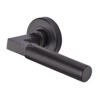 SC-4059-MBZ M&period;Marcus Sorrento Door Handle Lever Latch on Round Rose Gropius Bau Design Matt Bronze on Zinc finish