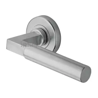 SC-4059-SC M&period;Marcus Sorrento Door Handle Lever Latch on Round Rose Gropius Bau Design Satin Chrome finish
