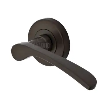 Click Here To Enlarge This Photo Of SC-5380-MBZ M&period;Marcus Sorrento Door Handle Lever Latch on Round Rose Arcadia Design Matt Bronze on Zinc finish