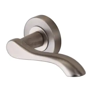 SC-7352-SNZ M&period;Marcus Sorrento Door Handle Lever Latch on Round Rose Aurora Design Satin Nickel on Zinc finish