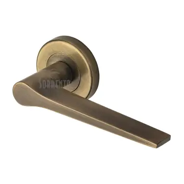 Click Here To Enlarge This Photo Of SC-3059-AZ M&period;Marcus Sorrento Door Handle Lever Latch on Round Rose Neo Design Antique Brass on Zinc finish
