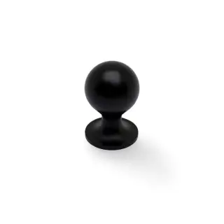 AW844-25-BL - Alexander & Wilks Plain Caesar Cupboard Knob on Round Rose 25mm - Black