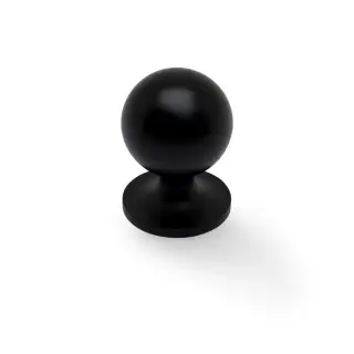 AW844-32-BL - Alexander & Wilks Plain Caesar Cupboard Knob on Round Rose 32mm - Black