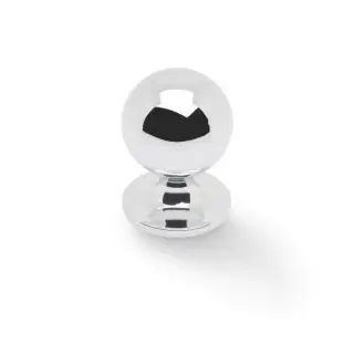 AW844-32-PC - Alexander & Wilks Plain Caesar Cupboard Knob on Round Rose 32mm - Polished Chrome