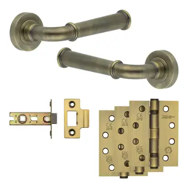 Click Here To Enlarge This Photo Of JV847AB Frelan Hardware Jedo Complete 'Classic' Door Handle Pack - Internal Doors - Antique Brass