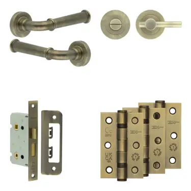 Click Here To Enlarge This Photo Of JV847AB Frelan Hardware Jedo Complete 'Classic' Door Handle Pack - Internal Doors - Antique Brass