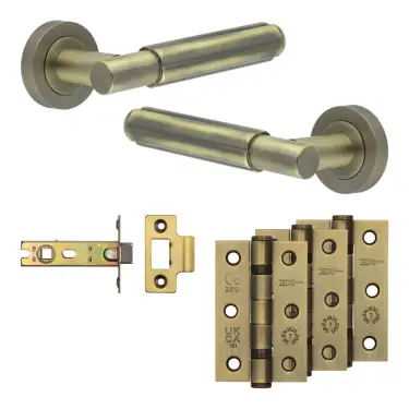 Click Here To Enlarge This Photo Of JV848AB Frelan Hardware Jedo Complete 'Bloom' Door Handle Pack - Internal Doors - Antique Brass
