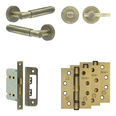 Click Here To Enlarge This Photo Of JV848AB Frelan Hardware Jedo Complete 'Bloom' Door Handle Pack - Internal Doors - Antique Brass