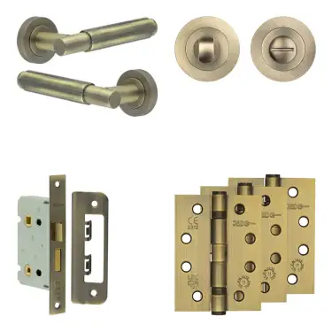 Click Here To Enlarge This Photo Of JV848AB Frelan Hardware Jedo Complete 'Bloom' Door Handle Pack - Internal Doors - Antique Brass