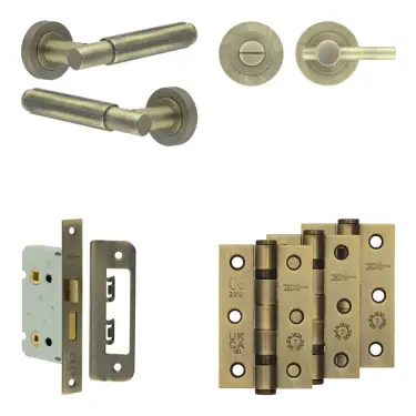 Click Here To Enlarge This Photo Of JV848AB Frelan Hardware Jedo Complete 'Bloom' Door Handle Pack - Internal Doors - Antique Brass