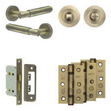 Click Here To Enlarge This Photo Of JV848AB Frelan Hardware Jedo Complete 'Bloom' Door Handle Pack - Internal Doors - Antique Brass