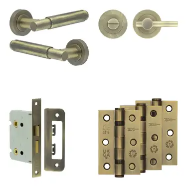 Click Here To Enlarge This Photo Of JV848AB Frelan Hardware Jedo Complete 'Bloom' Door Handle Pack - Internal Doors - Antique Brass
