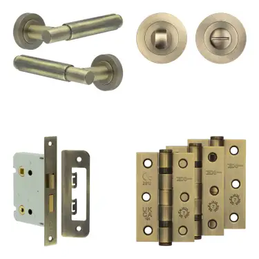Click Here To Enlarge This Photo Of JV848AB Frelan Hardware Jedo Complete 'Bloom' Door Handle Pack - Internal Doors - Antique Brass