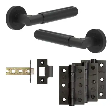 Click Here To Enlarge This Photo Of JV848MB Frelan Hardware Jedo Complete 'Bloom' Door Handle Pack - Internal Doors - Matt Black