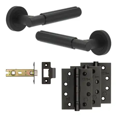 Click Here To Enlarge This Photo Of JV848MB Frelan Hardware Jedo Complete 'Bloom' Door Handle Pack - Internal Doors - Matt Black