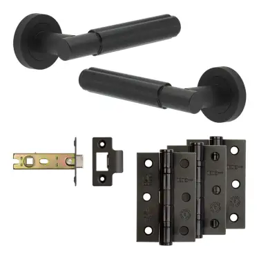 Click Here To Enlarge This Photo Of JV848MB Frelan Hardware Jedo Complete 'Bloom' Door Handle Pack - Internal Doors - Matt Black