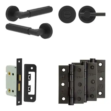 Click Here To Enlarge This Photo Of JV848MB Frelan Hardware Jedo Complete 'Bloom' Door Handle Pack - Internal Doors - Matt Black