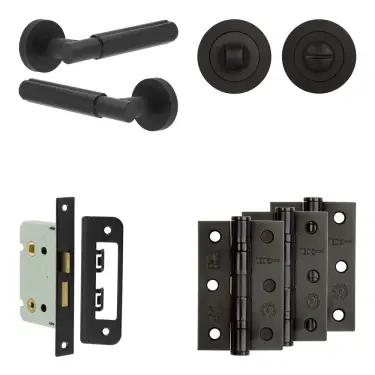 Click Here To Enlarge This Photo Of JV848MB Frelan Hardware Jedo Complete 'Bloom' Door Handle Pack - Internal Doors - Matt Black