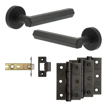 Click Here To Enlarge This Photo Of JV849MB Frelan Hardware Jedo Complete 'Hex' Door Handle Pack - Internal Doors - Matt Black